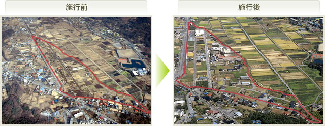 富士吉田市城山東土地区画整理事業の施行前後